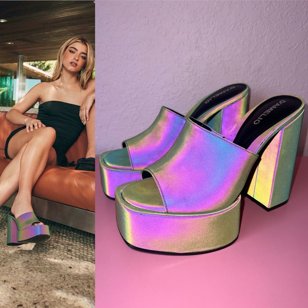 D'Amelio x Lulus Multi Reflective Platform Sandals - Picture 3 of 17